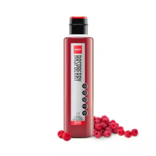 An image of a raspberry syrup shott bottle